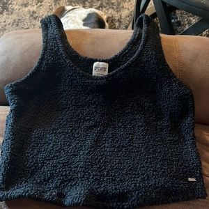 Fuzzy black crop top